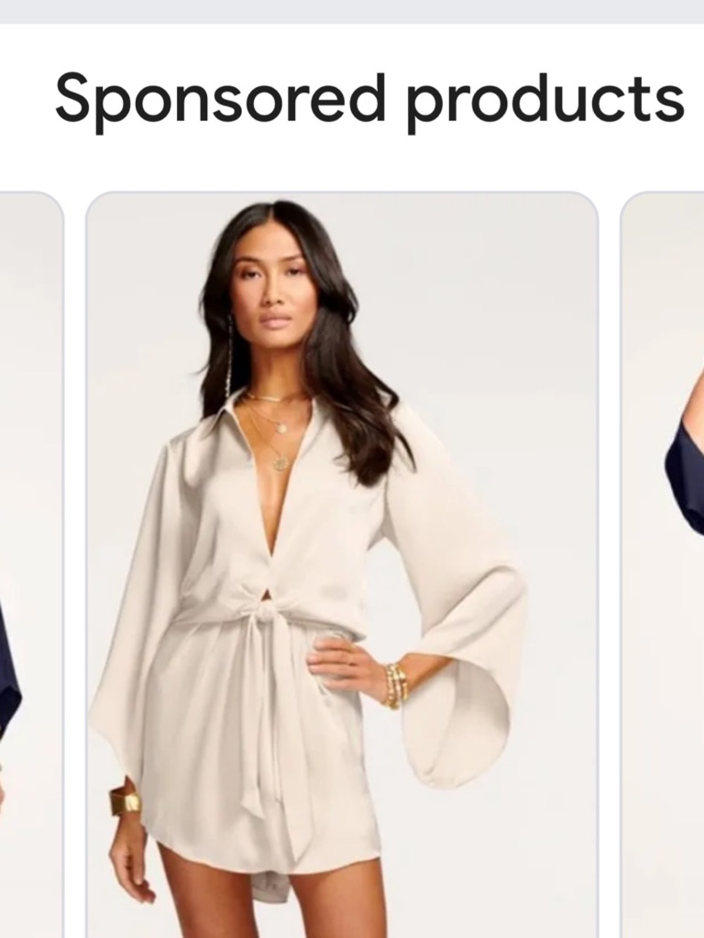 RAMY BROOK  Silk Ivory Tie-Waist Shirt Dress.